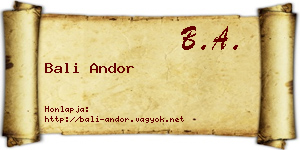 Bali Andor névjegykártya