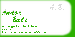 andor bali business card